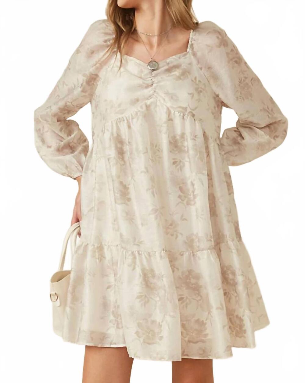 NEW HAYDEN LA floral sweetheart neck dress in cream